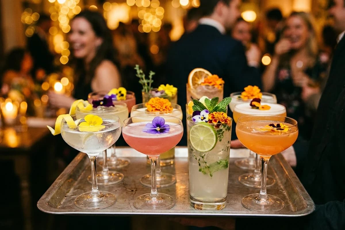 Cocktails on the bar in a reserved Adelaide laneway venue set for a hens group